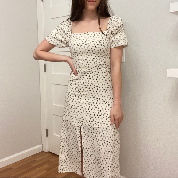 Ditsy Floral Split Thigh Midi Dress - Picture 6 of 6